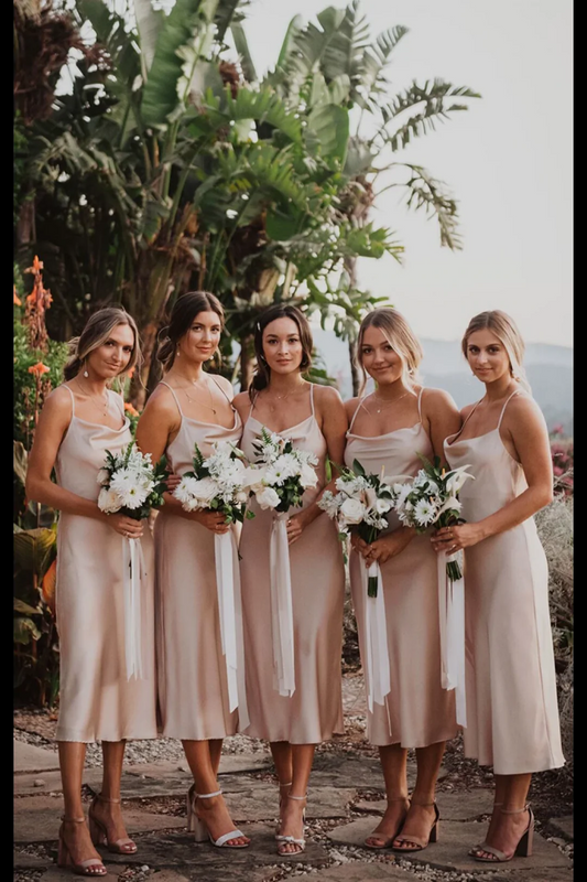 Elevate Your Bridesmaid Styles With Champagne Satin Bridesmaid Dresses - MyChicDress