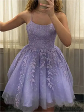 A Line 2025 Violet Purple Homecoming Dresses Lilac Mini Lace Short Prom Dresses