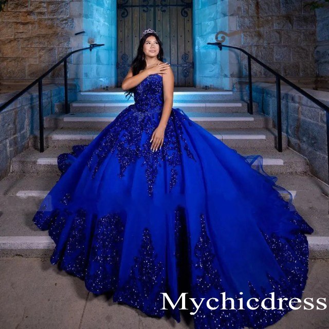 Vestido De Quinceañera Azul Princesa Con Volantes Vestidos De Novia Br