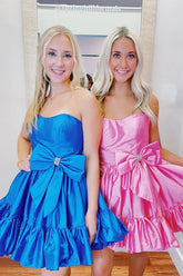 Cheap A-line Short Taffeta Homecoming Dress with Bow Mychicdress