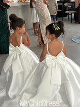 Customized Pretty Flower Dresses For Kids Soft Satin with Bow Back Mychicdress