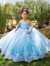 Flower Girl Dress For Wedding Full Sleeves Kids Birthday First Communion Gown