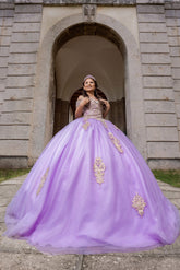Girls Purple Gold Quinceanera Dress Near Me Off the Shoulder