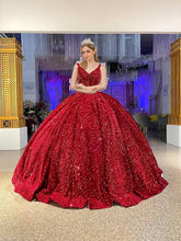 Princess Puffy Red Sequin Quinceanera Dresses