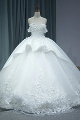 Princess White Lace Quinceanera Dress 3D Flowers Sweet 15 Dress Mychicdress