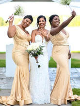 Sexy Mermaid Beach Champagne Bridesmaid Dress For Wedding Mychicdress