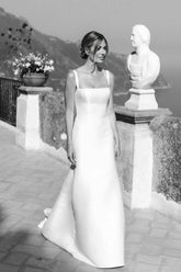 Simple Satin Minimalist Wedding Dresses Mermaid Square Neck Mychicdress