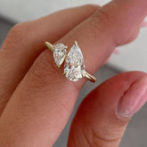 Unique Yellow Gold Women's Engagement Ring Two Pear Cut Mychicdress