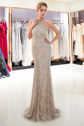 Luxury Halter Mermaid Beaded Crystals Prom Dresses MyChicDress