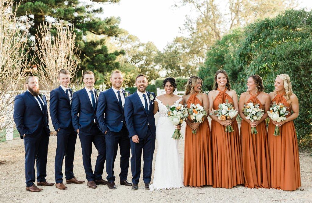 Orange Bridesmaid Dresses Have Become The Color Trend For Fall Outdoor Weddings 2022
