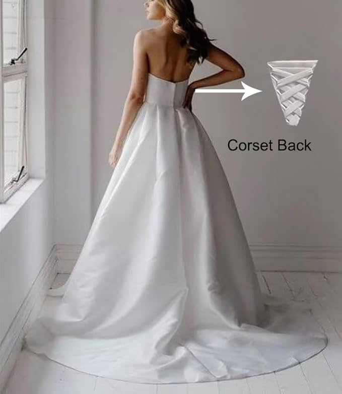 2 in 1 Convertible Wedding Dresses Detachable Skirts Satin Mychicdress