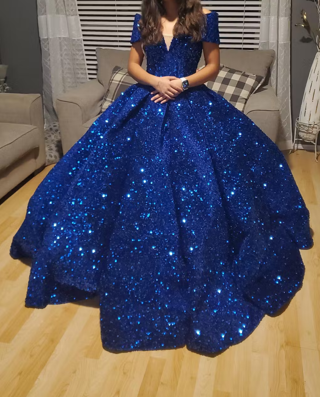 Ball Gown Royal blue Quinceanera Dresses Off Shoulder Corset Sequin Wedding Dress MyChicDress
