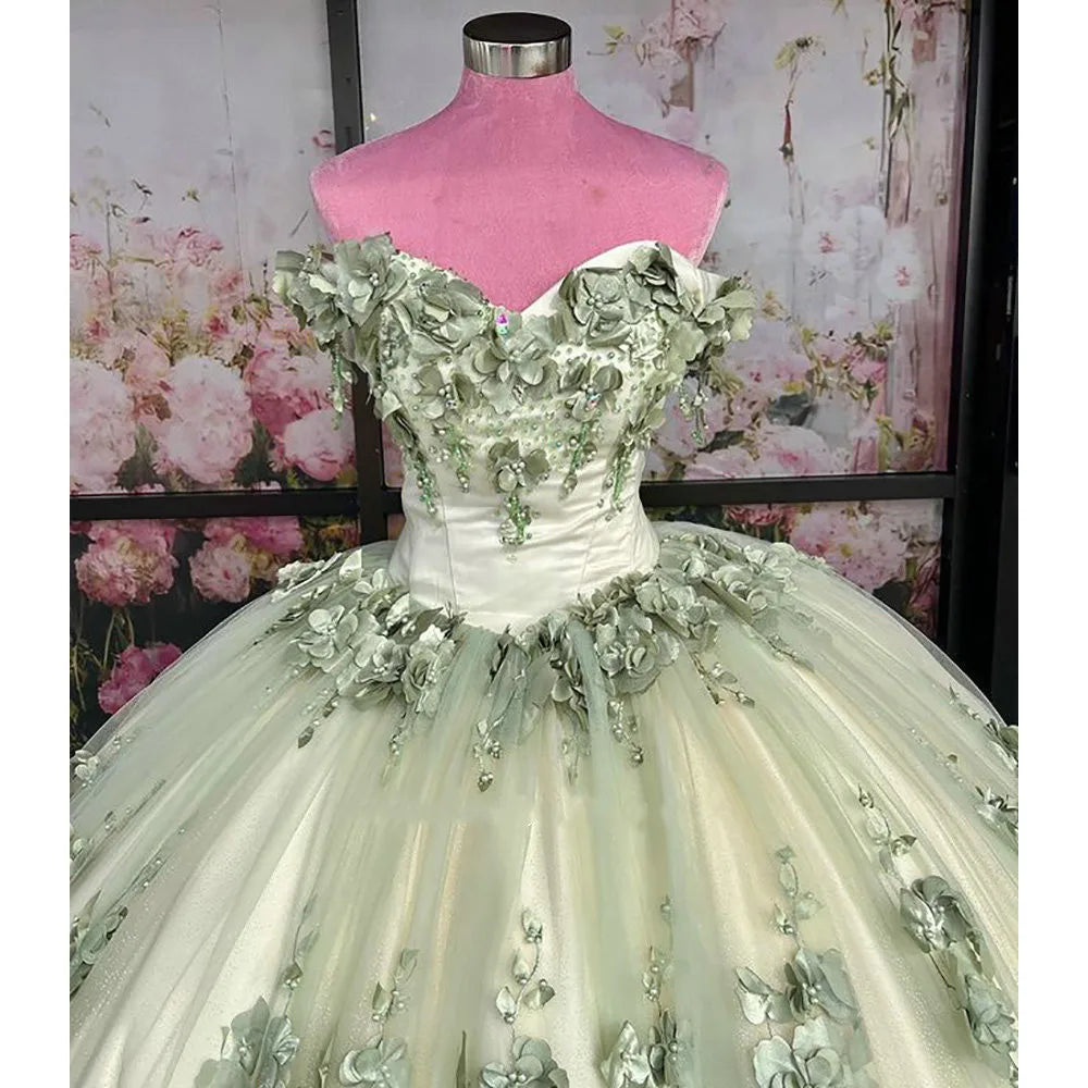 2025 New Sage Green Quinceanera Dress