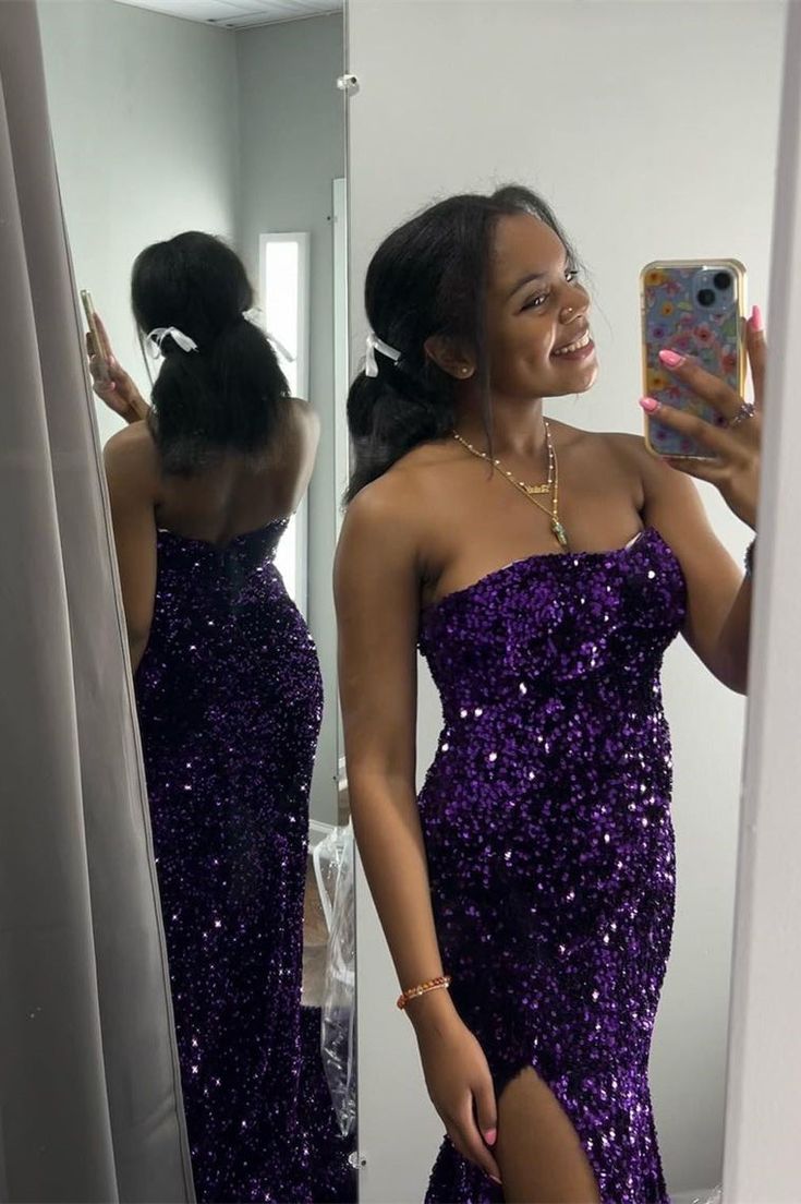 2025 Vestidos de fiesta largos rojos con lentejuelas y sirena sin tirantes Vestido formal