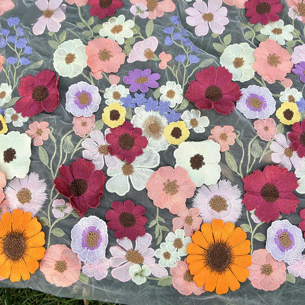 4M Colored Flowers Wedding Veil