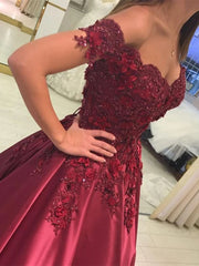 A Line 2024 Burgundy Lace Prom Dress Off the Shoulder Long Formal Dress MyChicDress