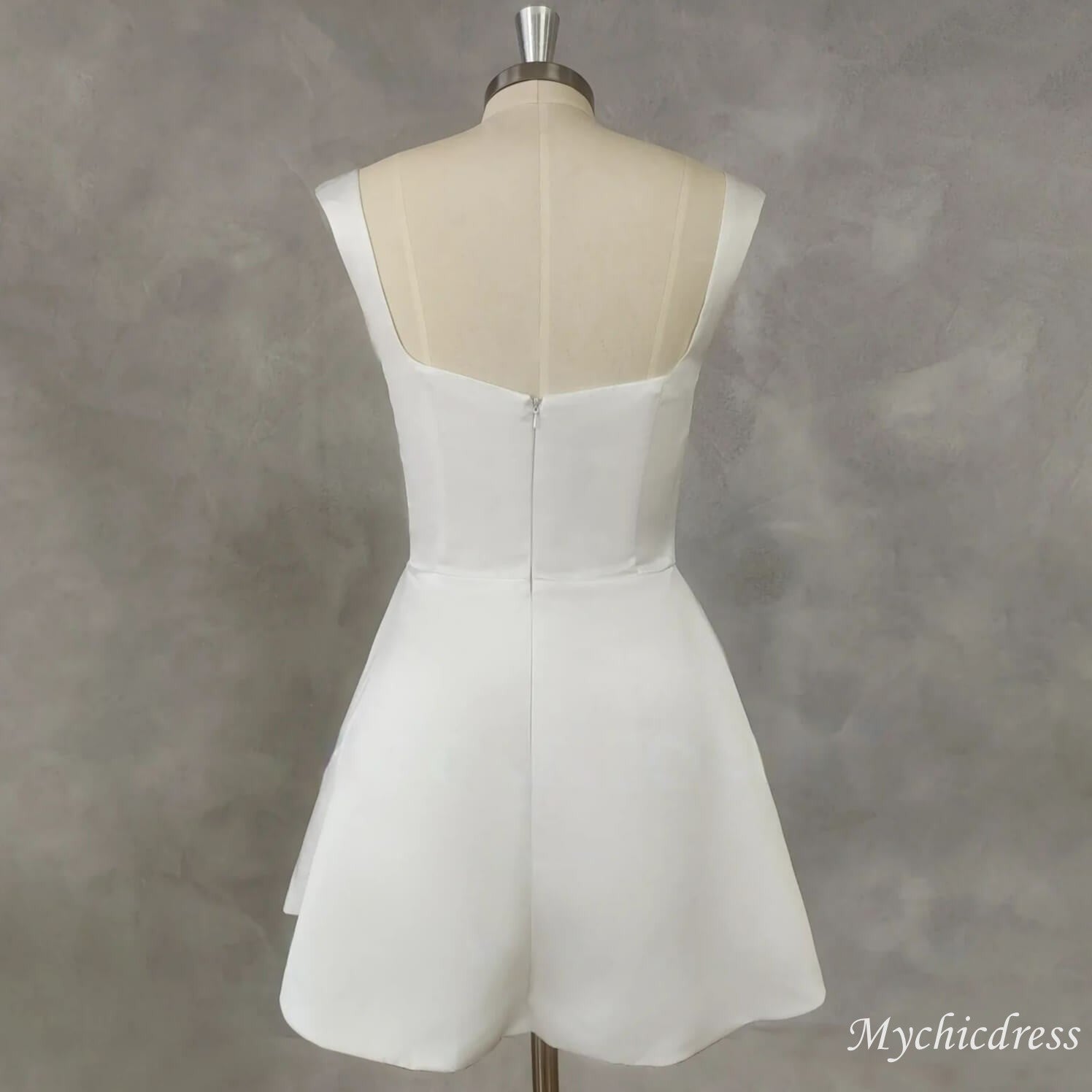 A-Line Beach Mini Wedding Dress Short Sleeveless - MyChicDress