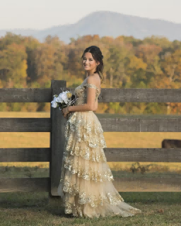 A-Line Sequin Lace Tiered Gold Prom Dress Off The Shoulder - MyChicDress