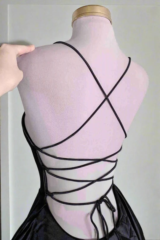 A-line White Graduation Dress Satin Homecoming Dress Spaghetti Strap