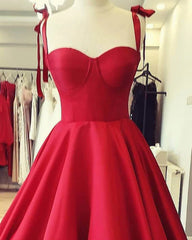 A Line Red Knee Length Homecoming Dress Satin Corset - MyChicDress