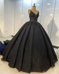 Vestido de fiesta de princesa, tirantes finos, vestidos de novia negros con cuentas