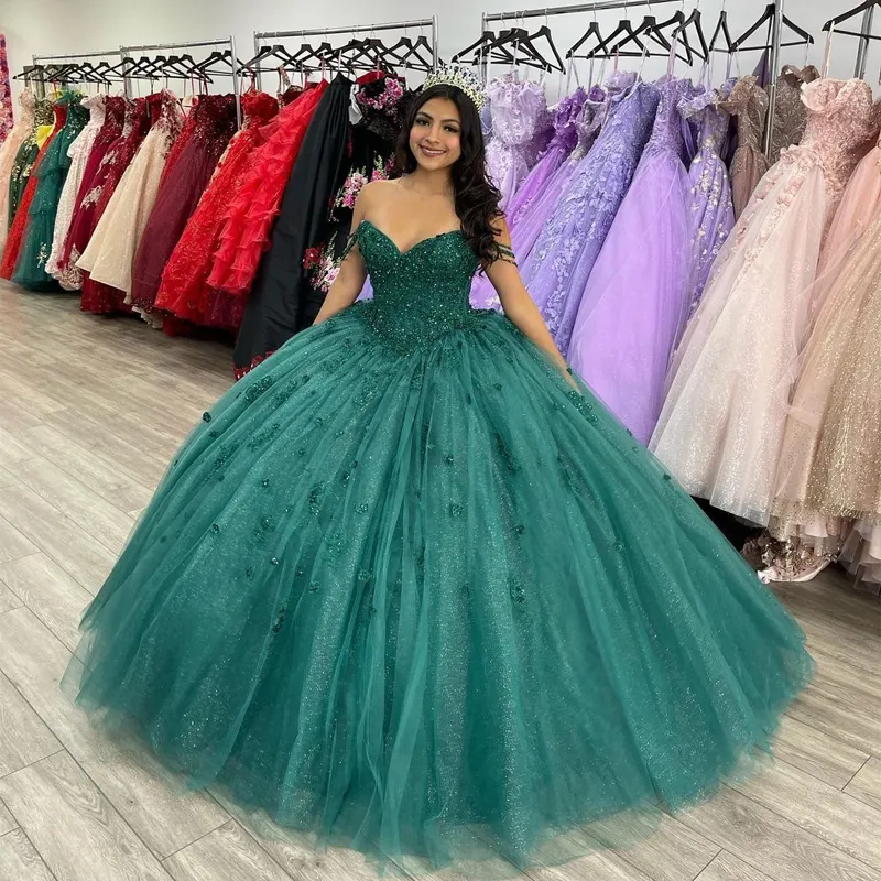 Ball Gown Beaded Green 2025 Vintage Quinceanera Dress Graduation Dresses