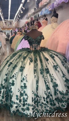 Vestido de fiesta Verde esmeralda XV Vestidos de quinceañera florales 2024