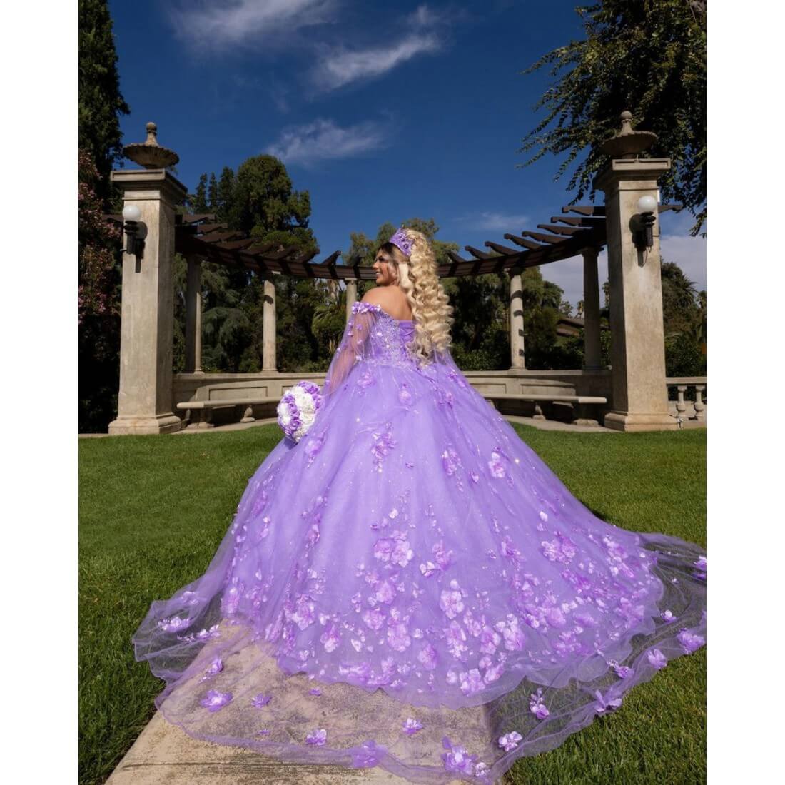 Best Sweet 15 Gowns Lilac Quinceanera Dress Cape Sleeve Sweetheart - MyChicDress