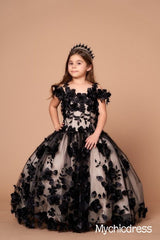 Mini vestidos de quinceañera con flores en 3D, color negro, baratos, con hombros descubiertos