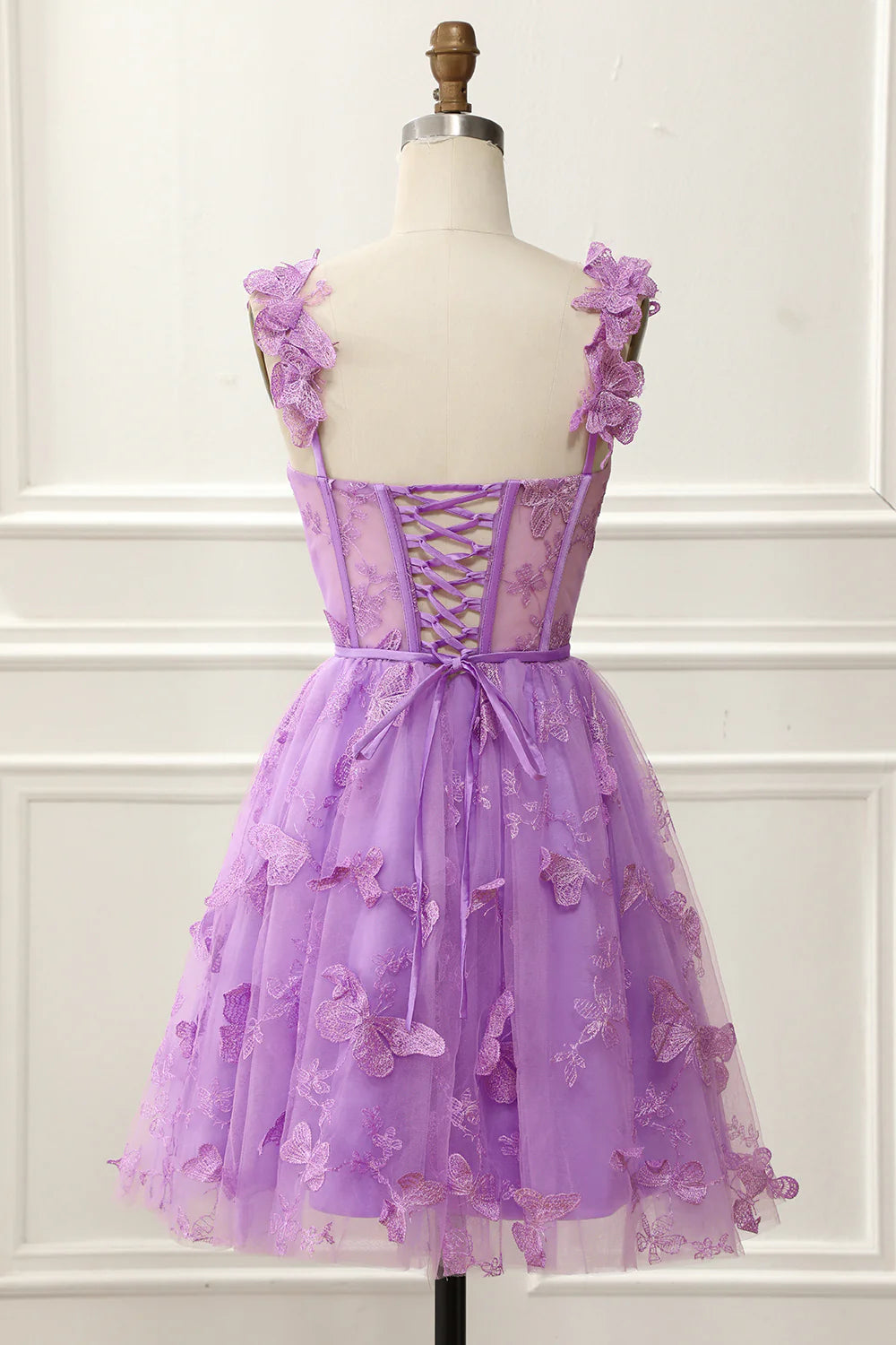 Cheap Corset A-Line Purple Homecoming Dress With Butterflies - MyChicDress