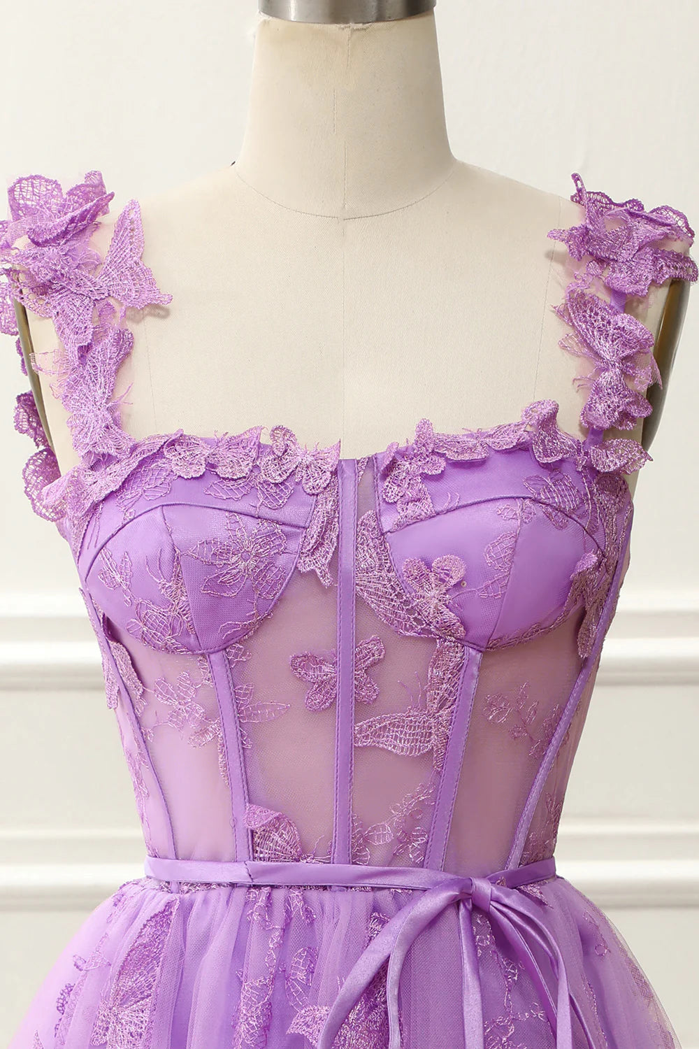 Cheap Corset A-Line Purple Homecoming Dress With Butterflies - MyChicDress