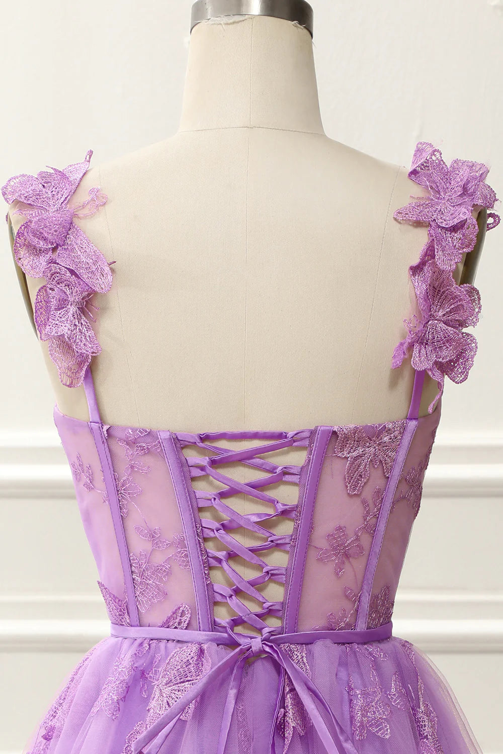 Cheap Corset A-Line Purple Homecoming Dress With Butterflies - MyChicDress