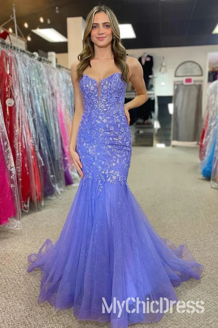 Vestido de fiesta lavanda económico con apliques de encaje y escote corazón