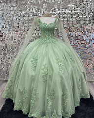 2024 Vestidos de quinceañera salvia baratos Tirantes de encaje Verde Dulce 16 Vestidos Apliques