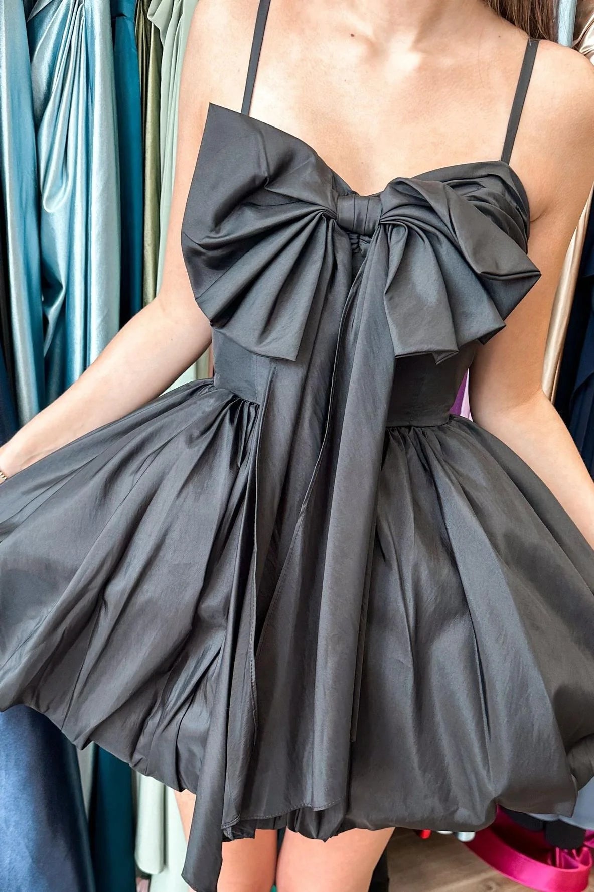 Cheap Satin Homecoming Dress black A Line for sale