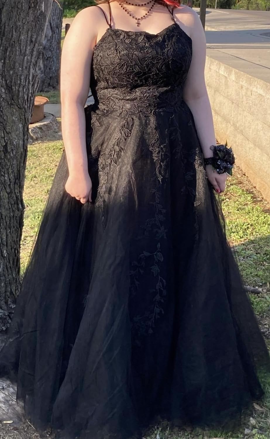 Vestido de noche largo de encaje, vestido de fiesta champán de talla grande, barato, con apliques