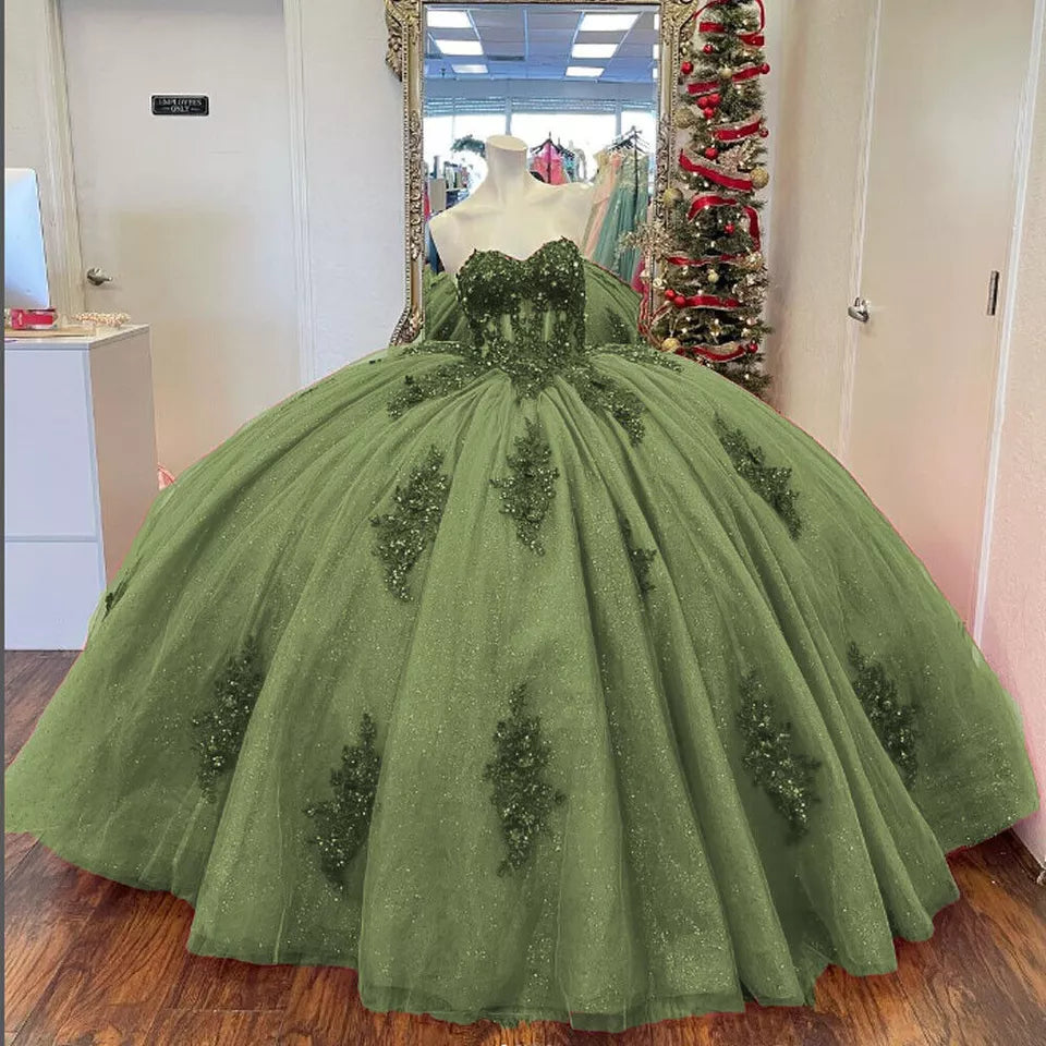 Vestidos de quinceañera baratos con escote en forma de corazón y encaje