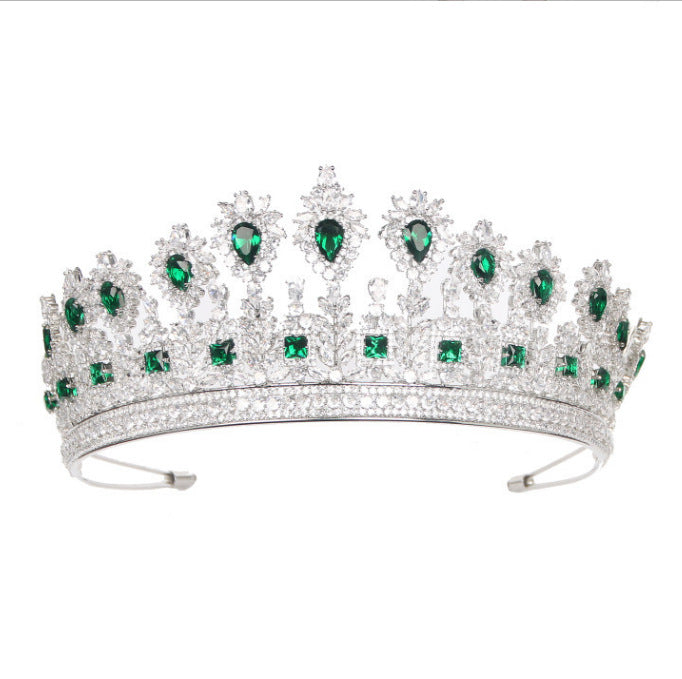 Crystals Emerald Green Quinceanera Crowns Rhinestone Wedding Crowns