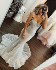 Custom Made Mermaid Silver Sequins Wedding Dresses