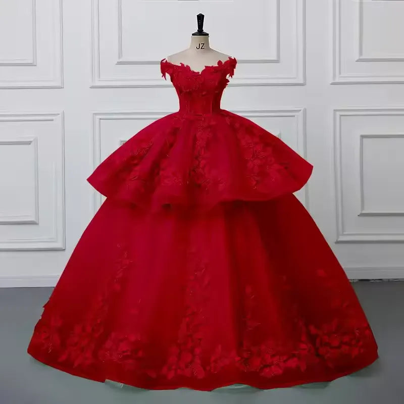 Customized 2 In 1 Quinceanera Dresses Red Sweet 15 Detachable Skirt Dress