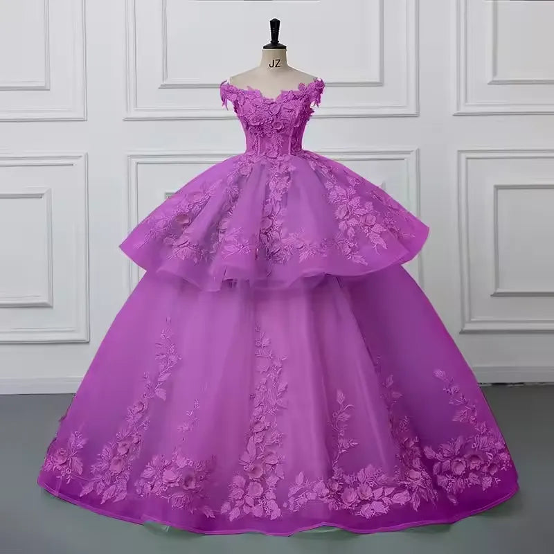 Customized 2 In 1 Quinceanera Dresses Purple Sweet 15 Detachable Skirt Dress