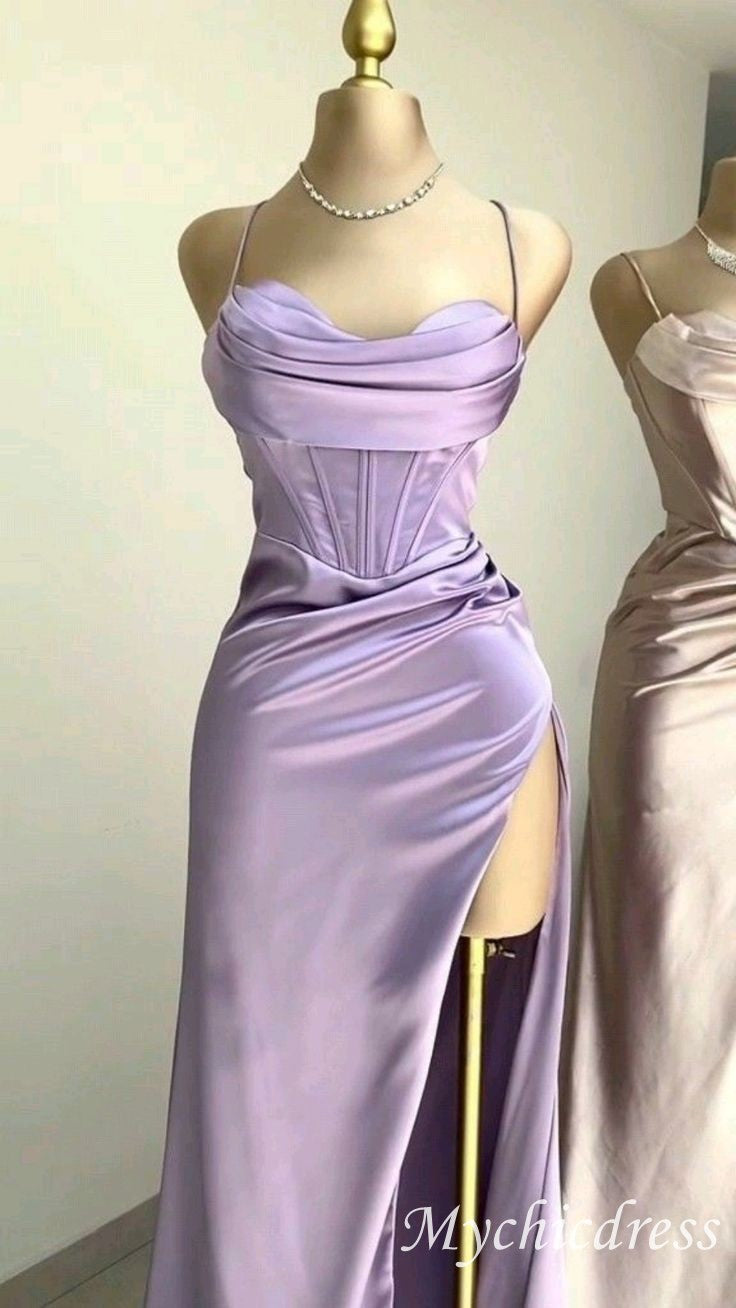 Floor Length Green Mermaid Formal Wedding Guest Dress With Slit - MyChicDress