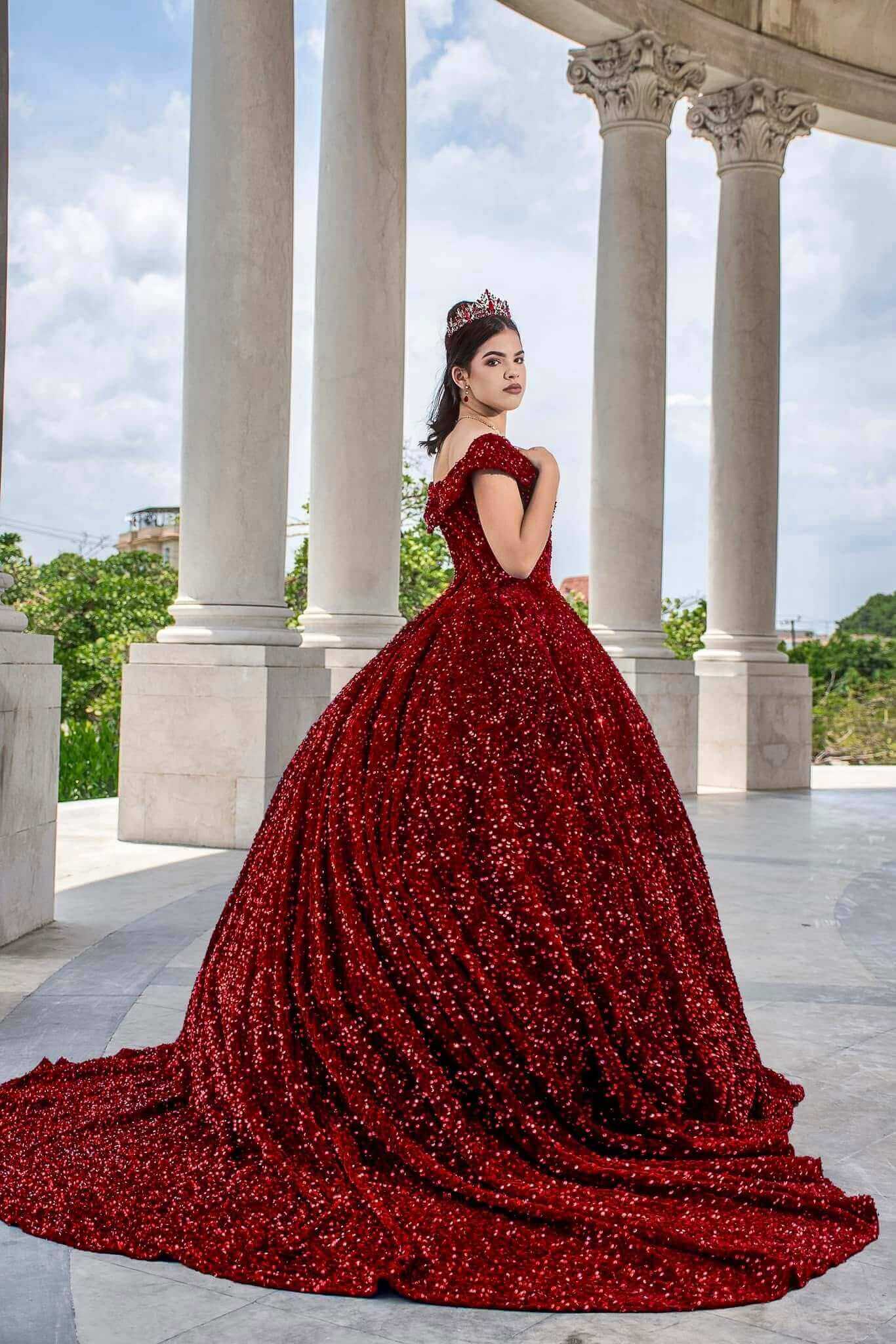 Glitter Sequin Quinceanera Dress Royal Blue Ball Gown for Sweet 15