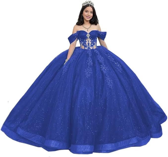 Vestidos De 15 Años Verde Esmeralda Con Purpurina Vestidos De Quinceañera Con Ilusión De Tul