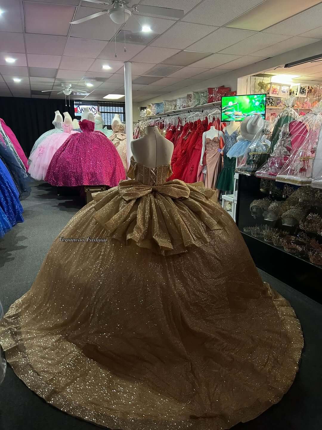 Glitter Birthday 15 Gold Quinceanera Dresses for Girls