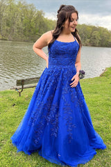 Hot 2025 Royal Blue Lace Prom Dresses A Line Long UK Evening Gown