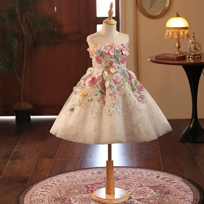 French Forest Style Girls Pageant Dress Short Princess Flower Girl dress Mychicdress