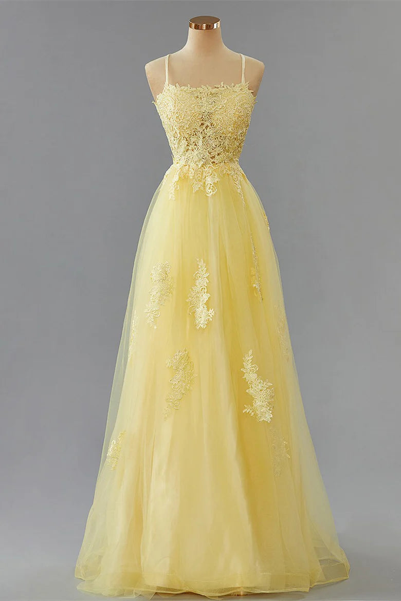 Vestidos de fiesta azules claros largos de encaje baratos Una línea con espalda abierta