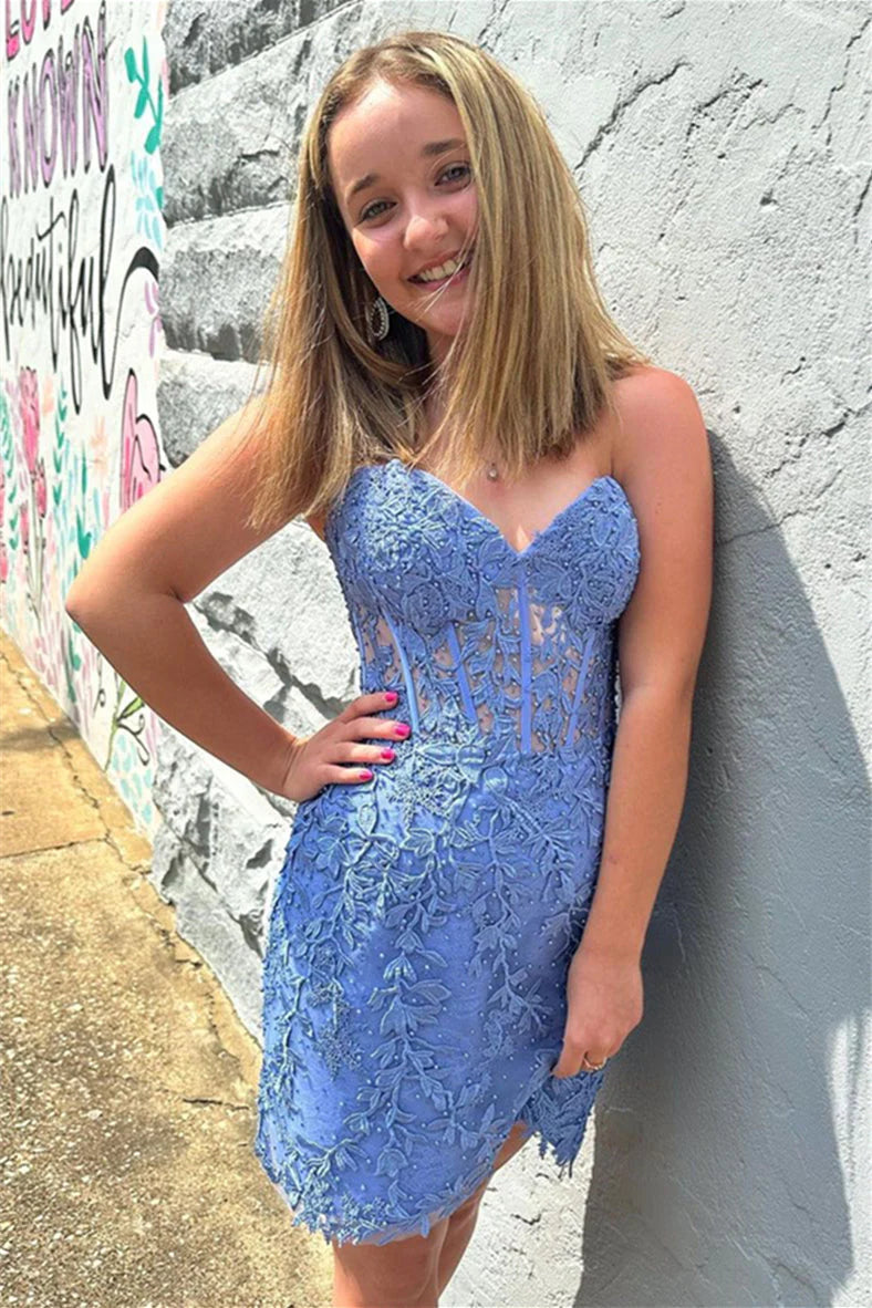 Lace Yellow Bodycon 2025 Homecoming Dresses Short Appliques Beading - MyChicDress