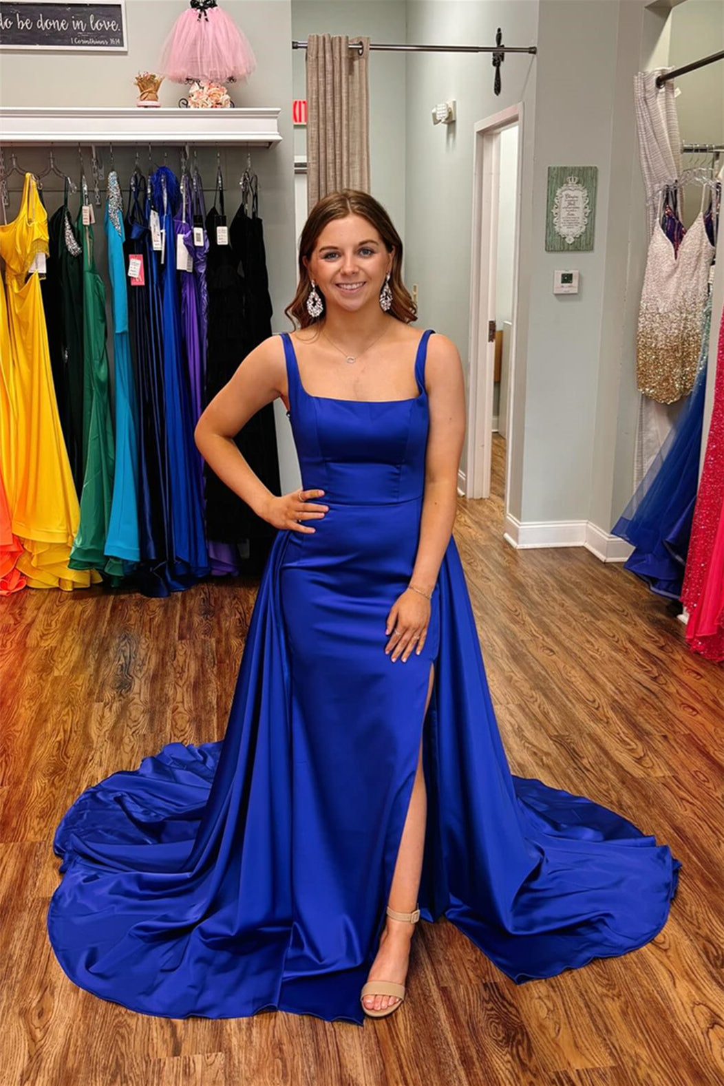 Cheap Long Mermaid Royal Blue Formal Guest Dress for Wedding Mychicdress